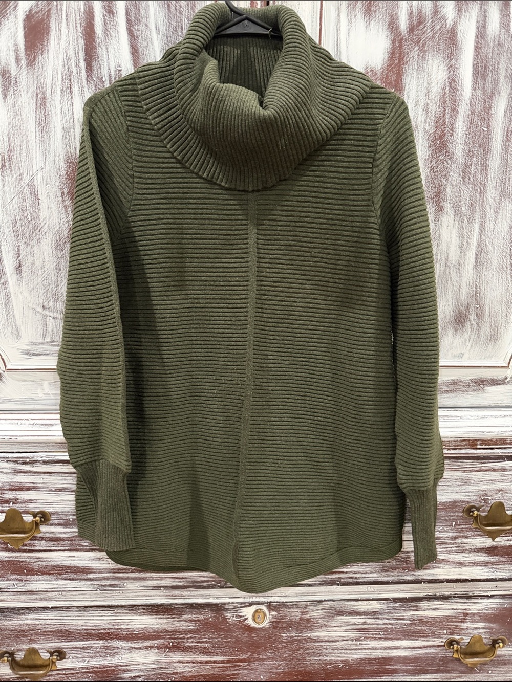 Red Olive Ribbed Cowl Neck Sweater